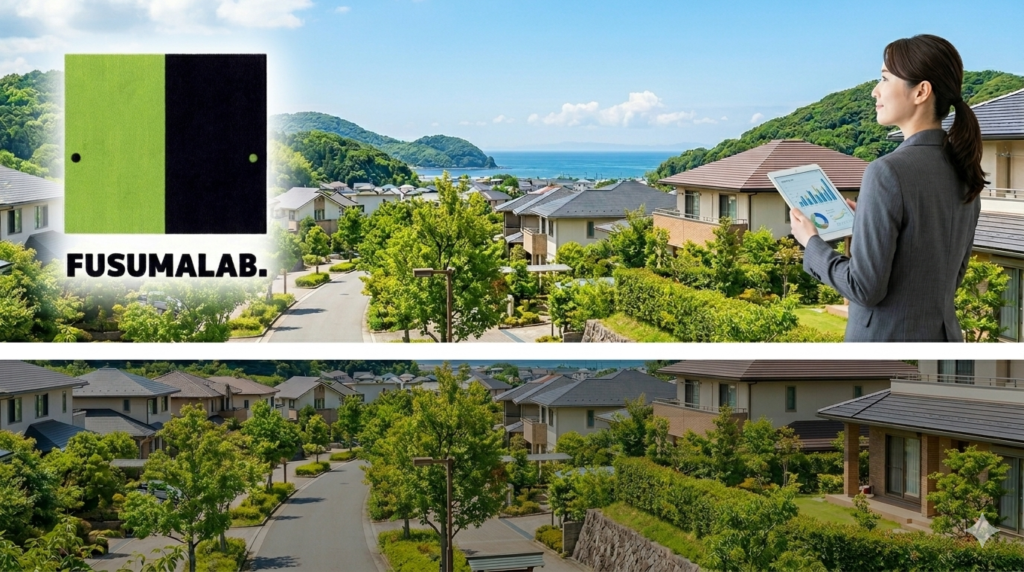 福岡の住宅街と海が見える風景｜福岡住研究所の不動産仲介エリア