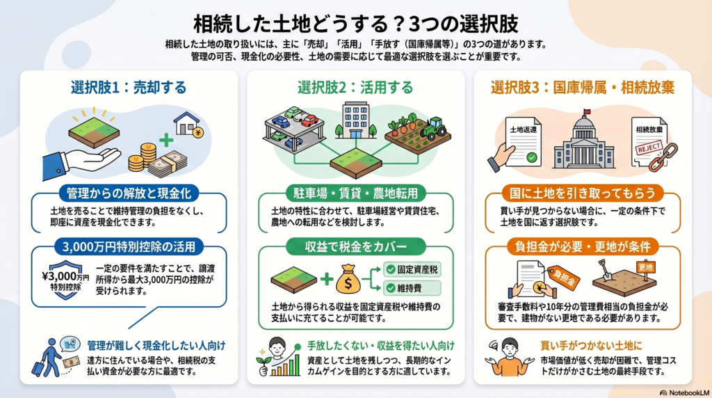 相続した土地の3つの選択肢