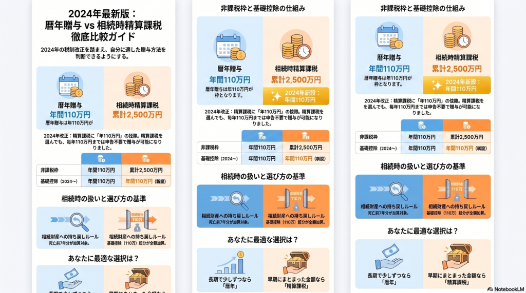 暦年贈与と相続時精算課税の比較