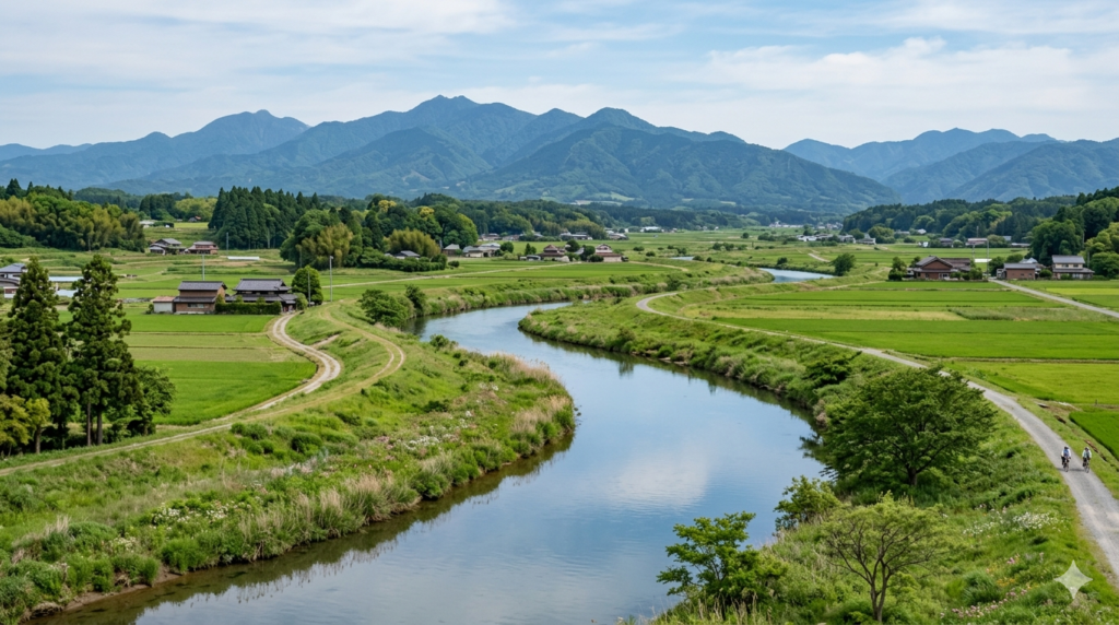 緩やかな平野・川