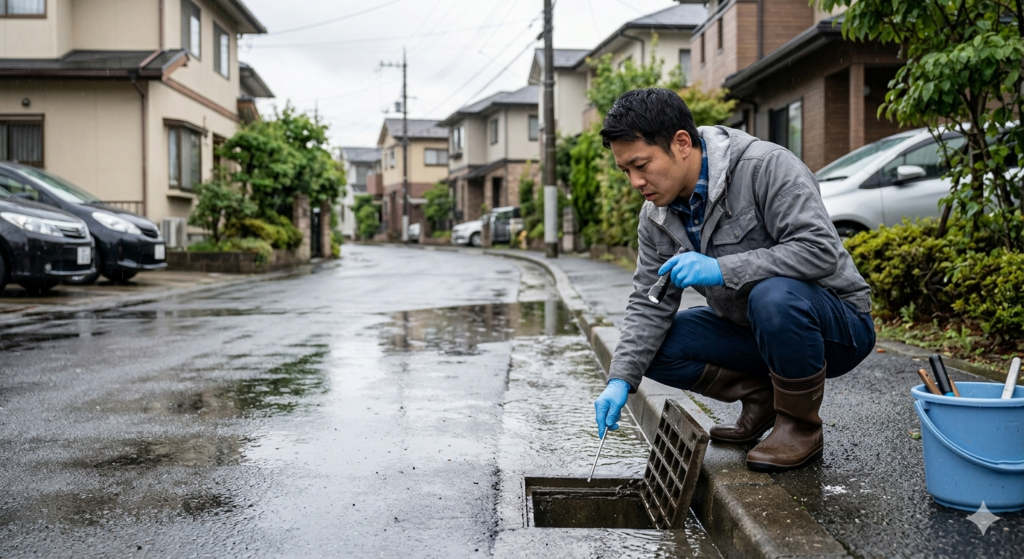 雨上がり・側溝確認
