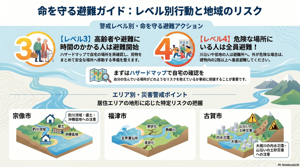 新しい防災気象情報 レベル別行動ガイド
