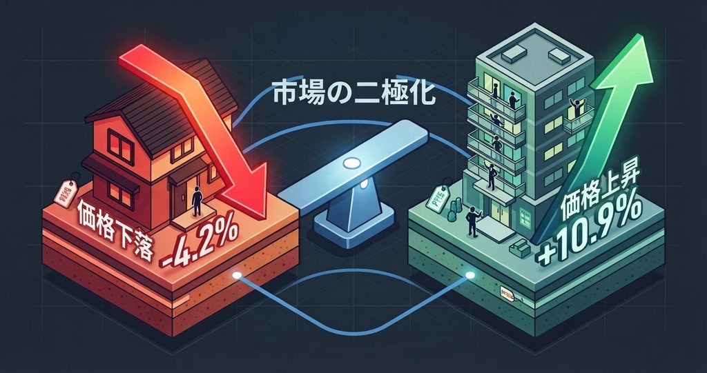 レインズデータによる市場の二極化
